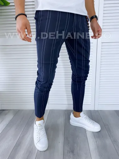 Pantaloni barbati casual regular fit bleumarin in dungi B1704 123-1